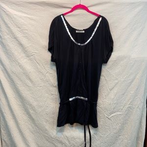 Old Navy black & sequin button down tie back shirt